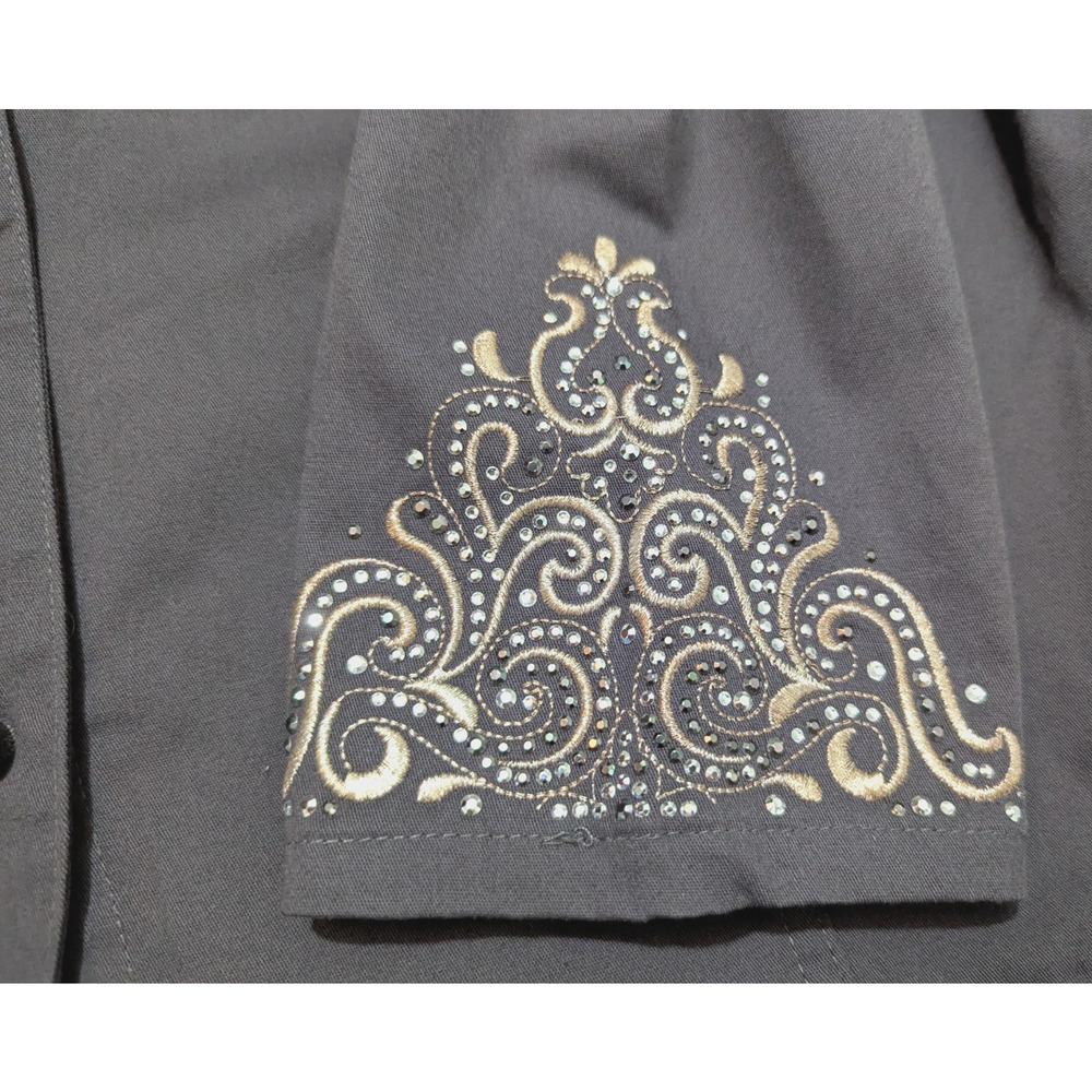 Quacker Factory Sz L Sequined Jacket Gray Buttons… - image 7
